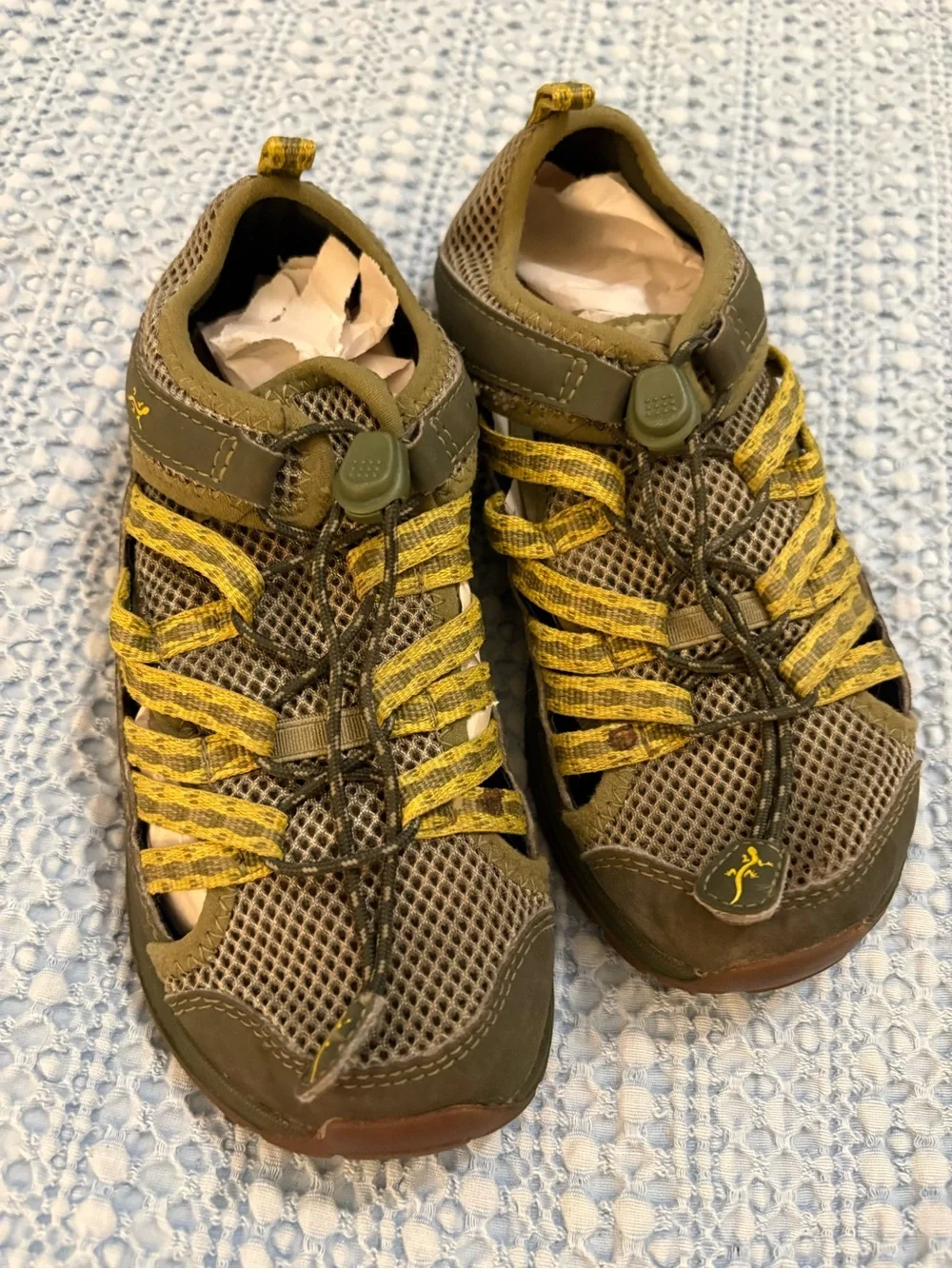 Chaco Kid Outcross 2 Olive Green Outdoor Sandal Water Shoes sz